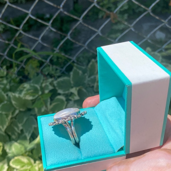 Genuine Natural Opal Handcrafted Sterling Silver Size 8 1/2 - Picture 6 of 7